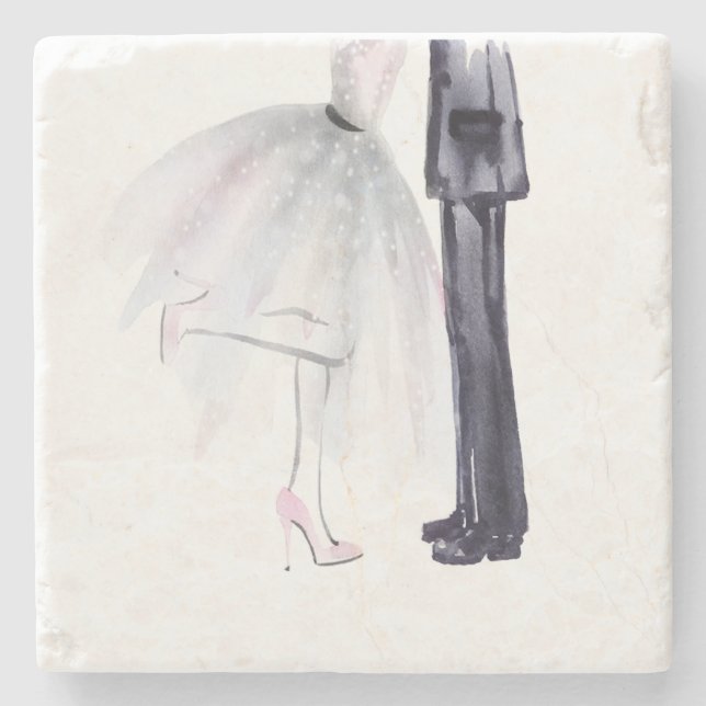 Piedra Posavasos de acuarela para baile de novios (Anverso)