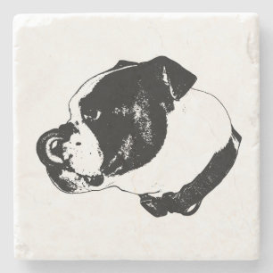 Piedra Posavasos de arte de línea de Bulldog