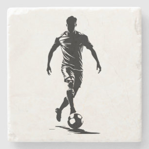 Piedra Posavasos de arte de silueta de jugador de fútbol