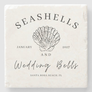 Piedra Posavasos de conchas y campanas de boda