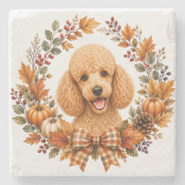 Piedra Posavasos de corona de otoño de Caniche