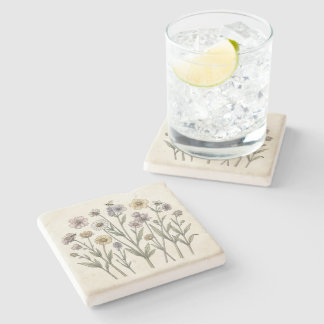 Piedra Posavasos de Flor Silvestre Botánica Vintage – Art
