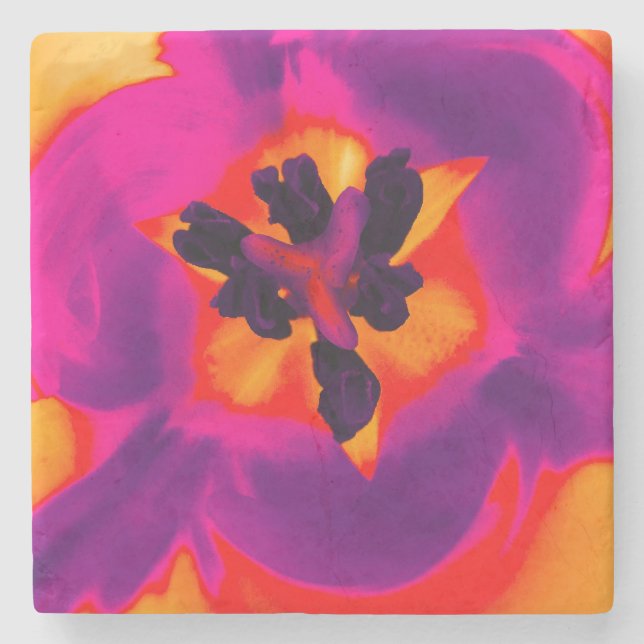 Piedra Posavasos de flor tulipán (Anverso)