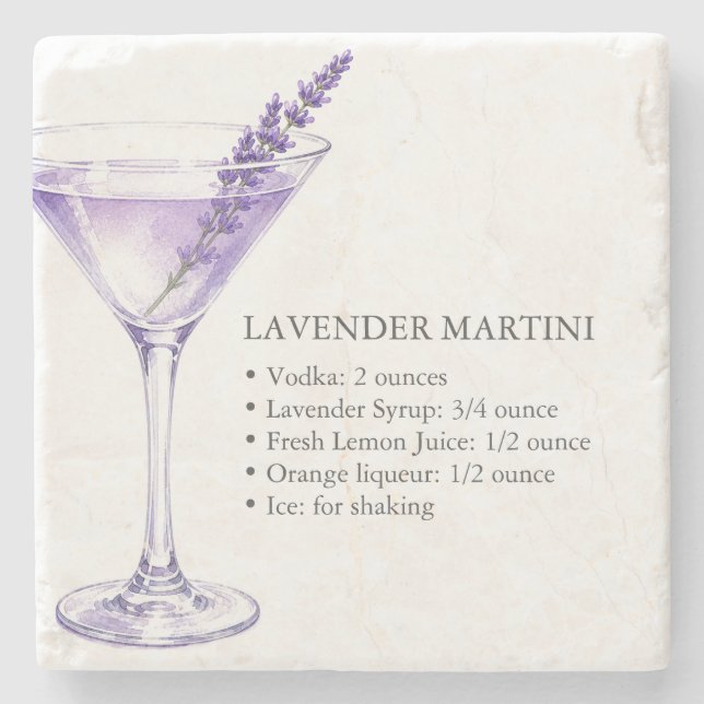 Piedra Posavasos de licor de Martini de lavanda (Anverso)