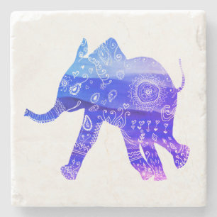 Piedra Posavasos de mármol de elefante acuarela