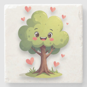 Piedra Posavasos de mármol Día de San Valentín Árbol Cora