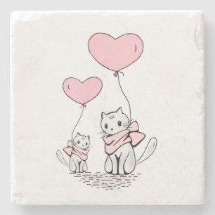 Piedra Posavasos de mármol Día de San Valentín Corazones