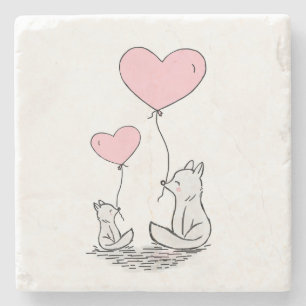 Piedra Posavasos de mármol Día de San Valentín Corazones