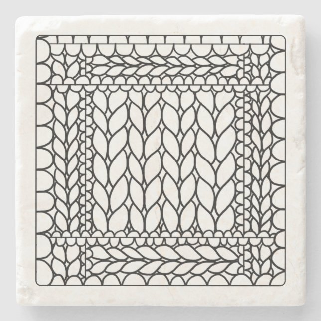 Piedra Posavasos de mármol KNIT PURL BLANCO (Anverso)