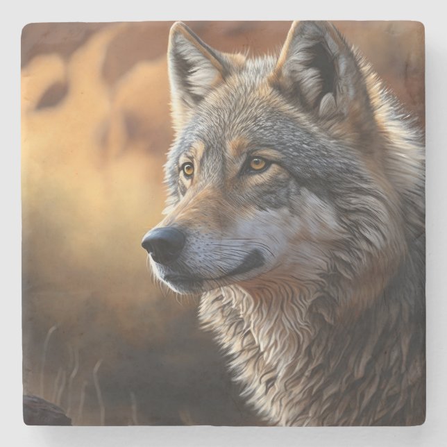 Piedra Posavasos de mármol-Lobo (Anverso)