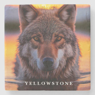 Piedra Posavasos de mármol - Lobo de Yellowstone