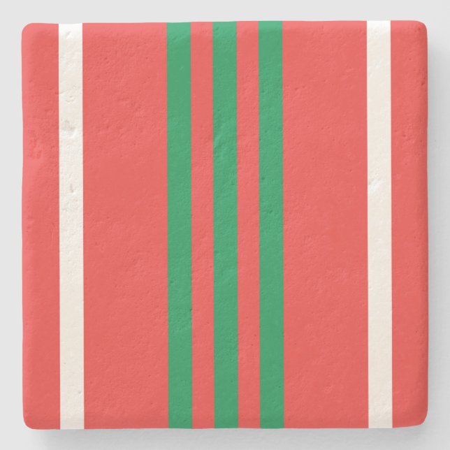 Piedra Posavasos de rayas de Navidad (Anverso)