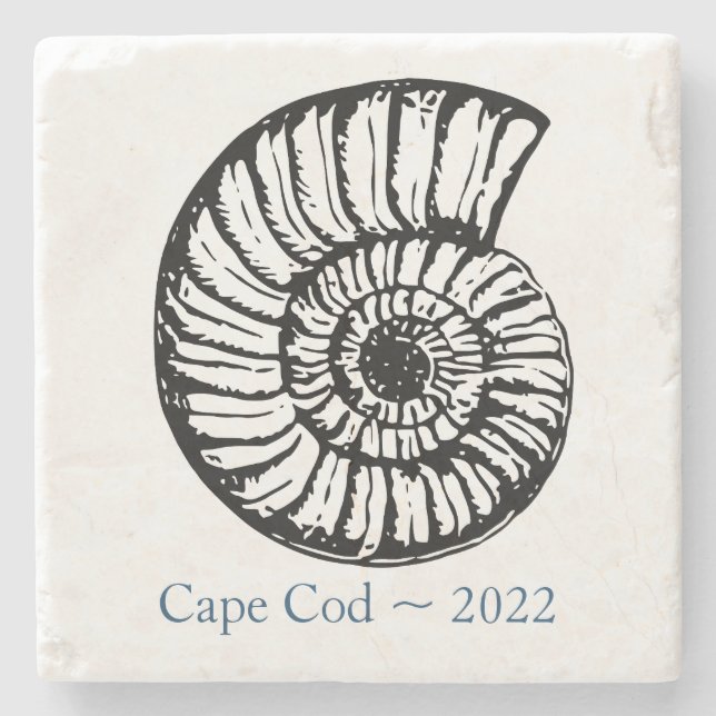Piedra Posavasos de recuerdo de Cape Cod - Concha de Ammo (Anverso)