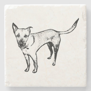 Piedra Posavasos de silueta de perro – Línea de tinta min