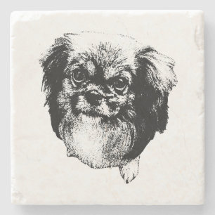 Piedra Posavasos de Spaniel Tibetano – Arte de Perro Mono