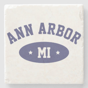 Piedra Posavasos de tipografía vintage de Ann Arbor, Mich