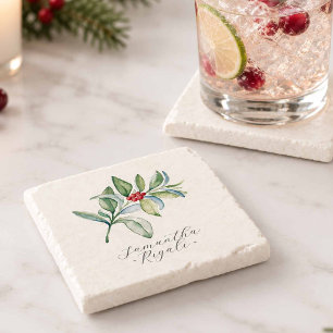 Piedra Posavasos personalizados de Navidad
