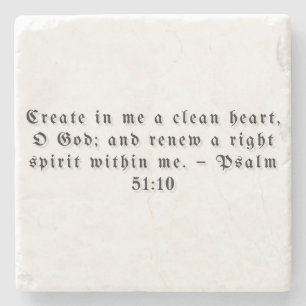 Piedra Psalm 51:10 Posavasos de Regalo