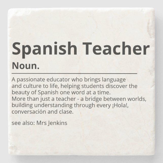 Piedra Regalo de posavasos para profesor de español | Ap  (Anverso)