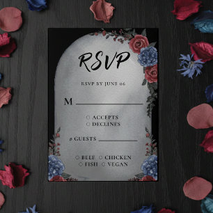 Piedra Sepulcral Floral RSVP de Boda Gótica