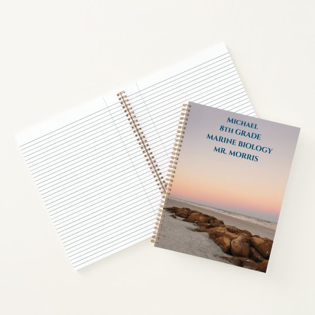 Piedras de playa al atardecer Cuaderno de clase es (Interior)