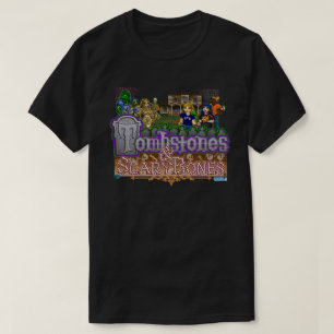 Piedras sepulcrales y camiseta oficial del juego