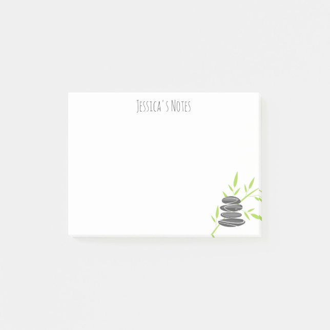 Piedras zen personalizadas y notas de bambú Post-i (Anverso)