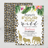 Piel Cheetah Cuatro Invitaciones De Cumpleaños Sal