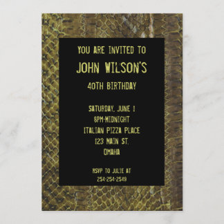 Piel de serpiente Verde Invitación al cumpleaños d