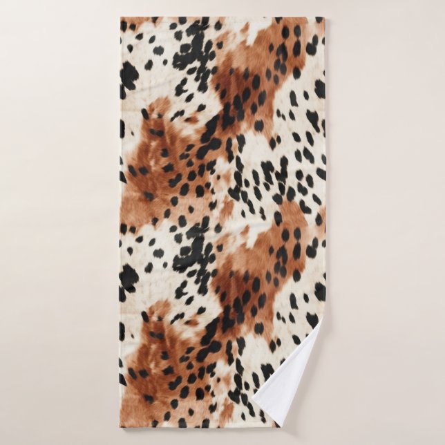 Piel de vaca de animales de crema marrón (Toalla de baño)