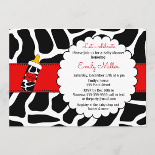 Piel de vaca de la ducha de bebé invitación rojo n
