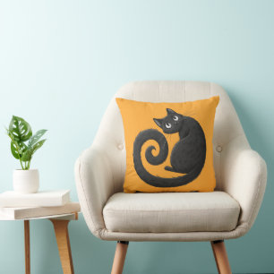 Piel decorativa almohada gato negro