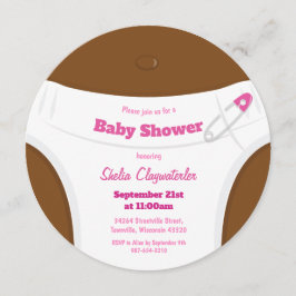 Piel marrón y pañuelo rosa| Invitación de Baby Sho