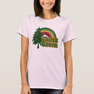 Piensa en camiseta del Día del Arcoiris Verde Retr