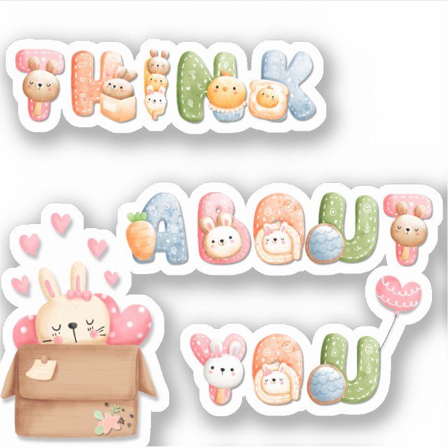 Piensa en ti | Pegatina Cute Valentine Vinyl (Anverso)