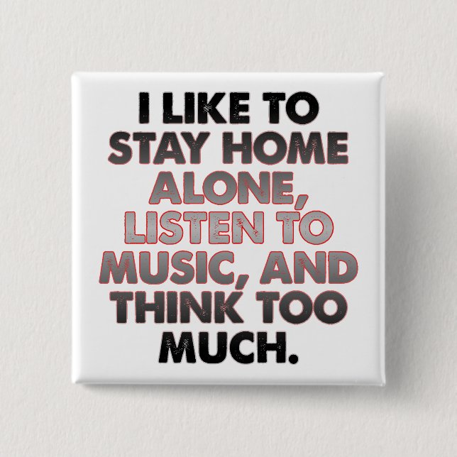 Piense Demasiado divertido botón de insignia de bo (Anverso)