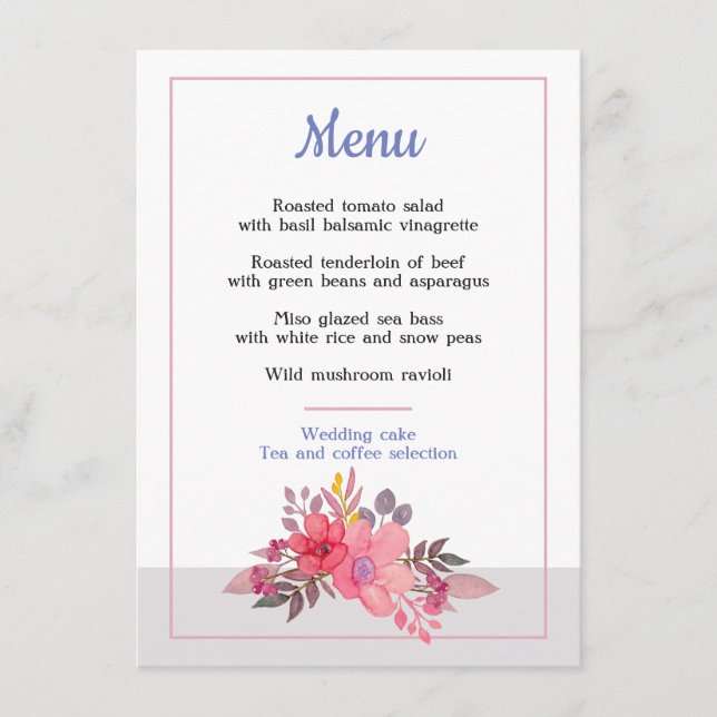 Piense el menú polvoriento de los rosas (Anverso)