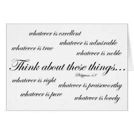 Piense en tales cosas. 4:8 de los filipenses