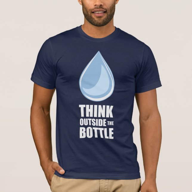 Piense fuera de la botella - camiseta de la marina (Anverso)