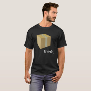 Piense fuera en de la camiseta de la caja