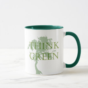 Piense la taza verde del árbol