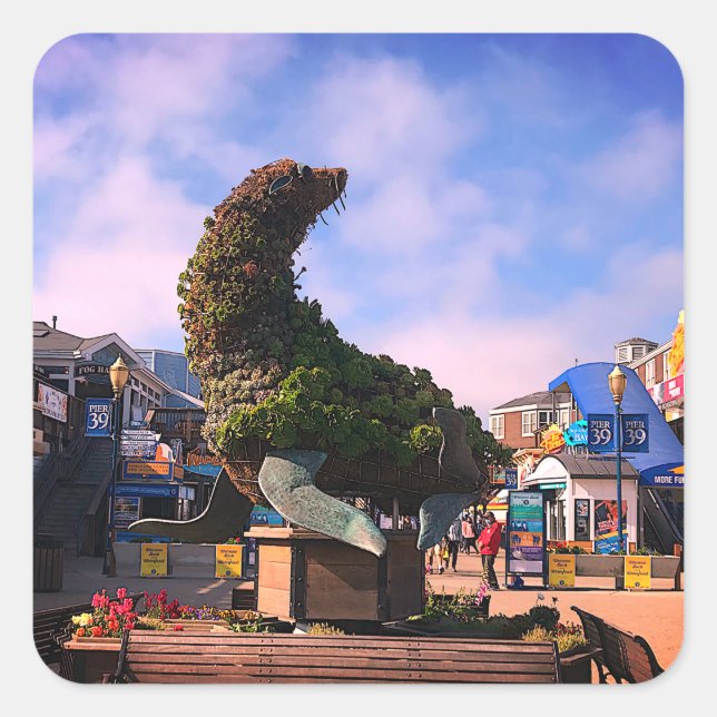 Pier 39 Estatua de León del Mar #2 Pegatinas (Anverso)