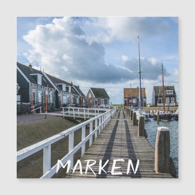 Pier de madera en Marken, imán neerlandés (Anverso)