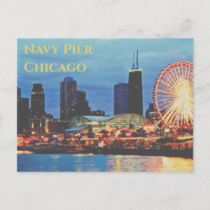 Pier de marina _en la noche postal de Chicago
