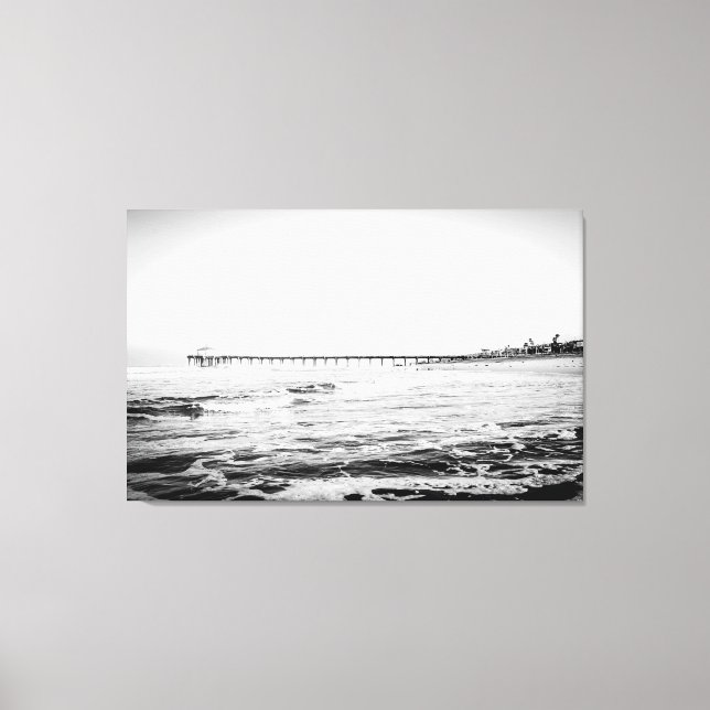 Pier oceánico negro y blanco, impresión de lienzo  (Anverso)