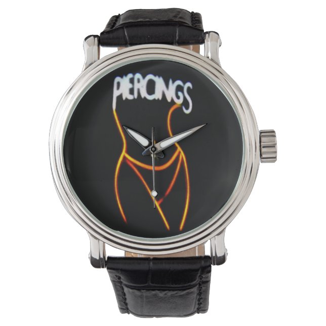 Piercings Neon Lady Silhouette - Relojes de oro (Anverso)