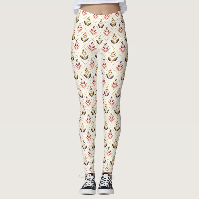 Piernas con leggings blancos con un estampado de h (Anverso)