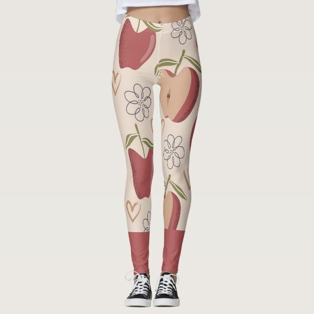 piernas impresas pantalones de yoga manzana crema  (Anverso)
