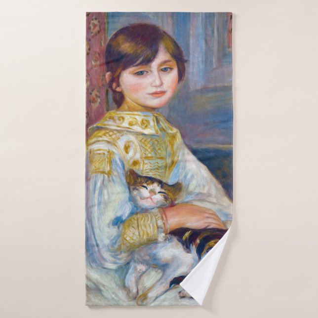 Pierre-Auguste Renoir - Niño con gato (Toalla de baño)