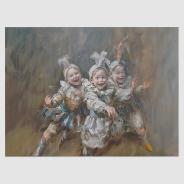 Pierrots - Papel de tejidos con estilo de pintura  (Anverso)